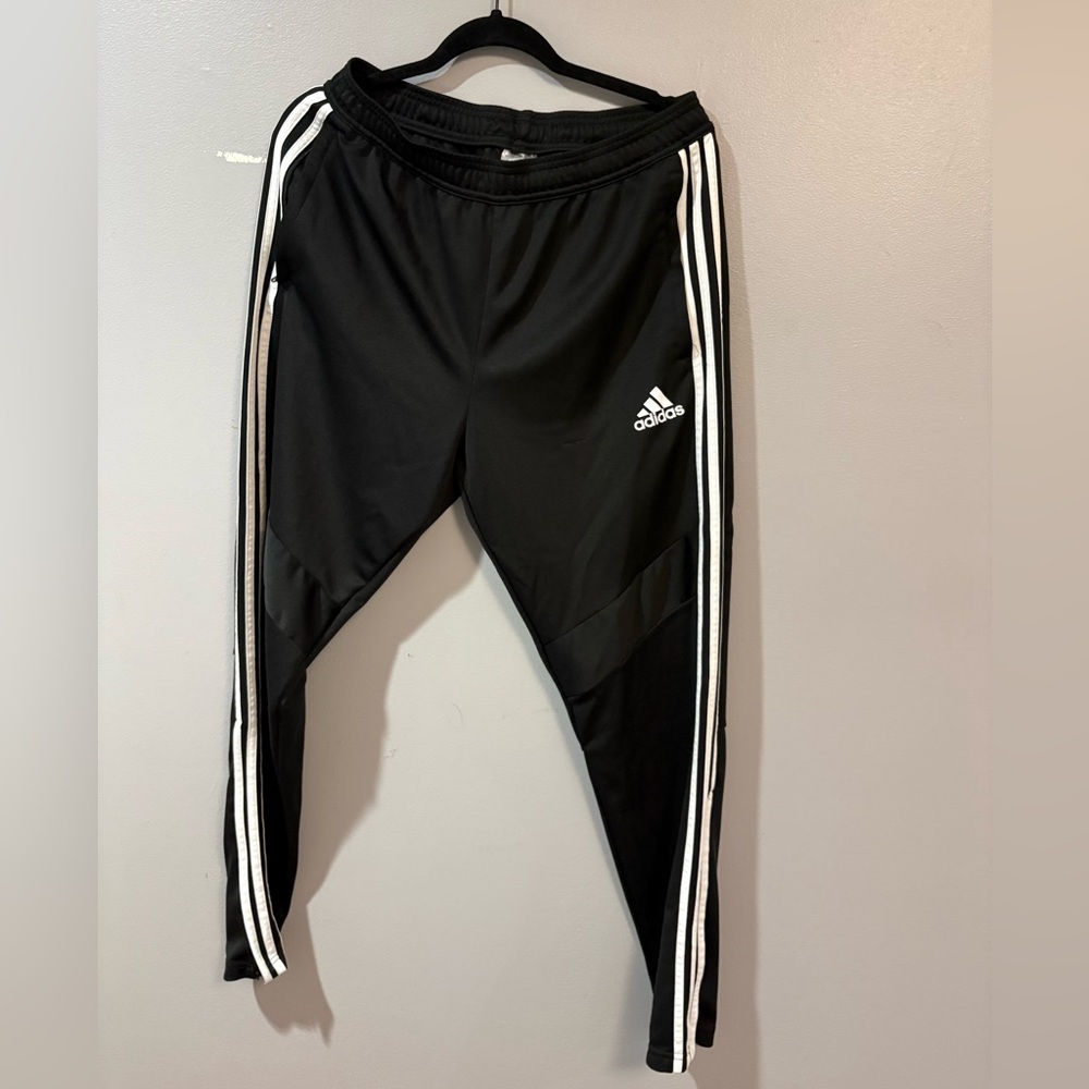 Adidas Kids Black Joggers with White Stripes